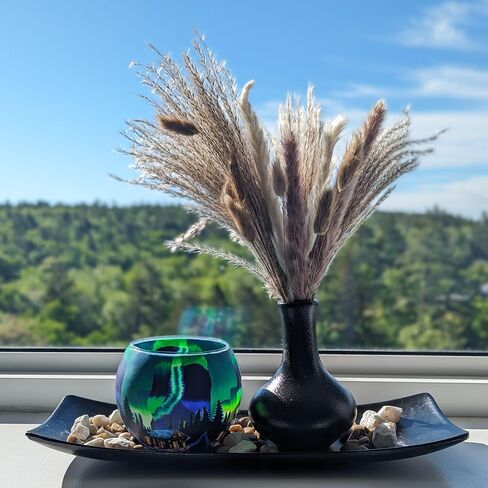 Benaya Handcrafted Glass Candle Holder - Northern Lights Design, Perfect for Wedding Table Decor, Centerpieces, and Tealight Candles Width: 4.33", Height: 3.93" in Saudi Arabia