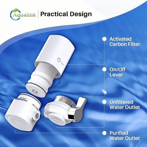 فلتر مياه الصنبور للحوض، نظام ترشيح مياه مثبت على الصنبور 320 جرام لمياه الصنبور، يقلل من الرصاص والكلور والطعم السيئ، يناسب الصنبور القياسي مع فلتر واحد in Kuwait