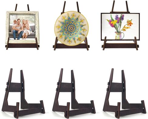 حوامل عرض الأطباق المكونة من 4 قطع من ZYNERY، حامل عرض خشبي مقاس 6 بوصات، حامل إطار الصورة، حامل لوحة زخرفية، حامل عرض الكتب، حامل اللوحة، حامل لوحة لعرض الصور، الحرف اليدوية، الديكور in Kuwait