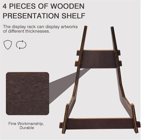 حوامل عرض الأطباق المكونة من 4 قطع من ZYNERY، حامل عرض خشبي مقاس 6 بوصات، حامل إطار الصورة، حامل لوحة زخرفية، حامل عرض الكتب، حامل اللوحة، حامل لوحة لعرض الصور، الحرف اليدوية، الديكور in Kuwait