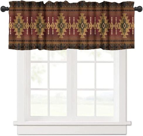 Southwestern Aztec Valances Retro Southwest Tribal Navajo Windows Curtain Valance for Kitchen Dining Room Canteens Home Decor One Panel 54x18inch in Kuwait