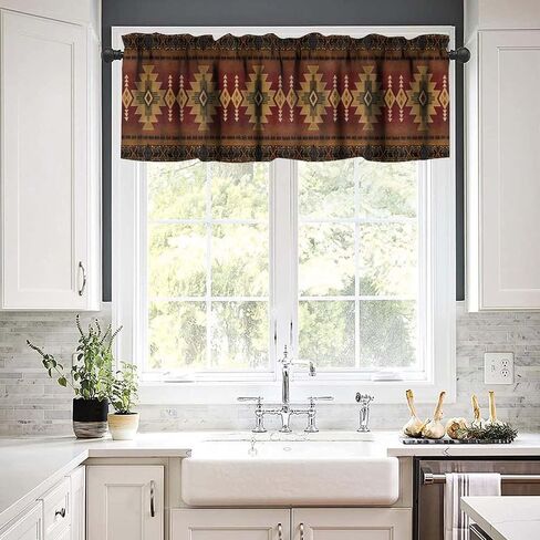 Southwestern Aztec Valances Retro Southwest Tribal Navajo Windows Curtain Valance for Kitchen Dining Room Canteens Home Decor One Panel 54x18inch in Kuwait