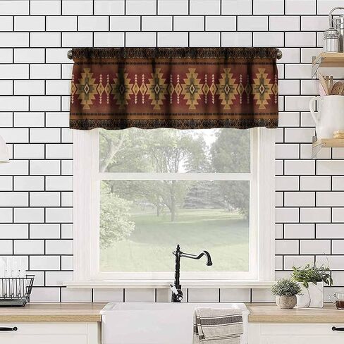 Southwestern Aztec Valances Retro Southwest Tribal Navajo Windows Curtain Valance for Kitchen Dining Room Canteens Home Decor One Panel 54x18inch in Kuwait