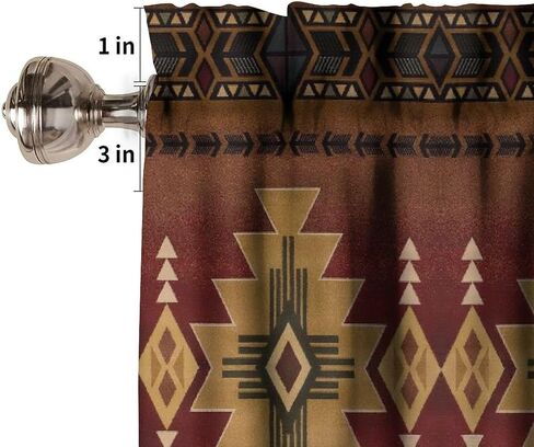 Southwestern Aztec Valances Retro Southwest Tribal Navajo Windows Curtain Valance for Kitchen Dining Room Canteens Home Decor One Panel 54x18inch in Kuwait