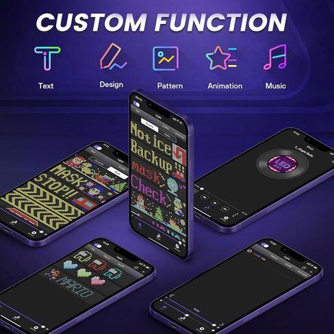 Fgnztg Bright Mini LED Light Signs for Car, 7''x3'' Flexible LED Car Sign, Programmable Bluetooth APP Control Custom Text Pattern Animation Scrolling LED Display for Car Windshield Store in Saudi Arabia