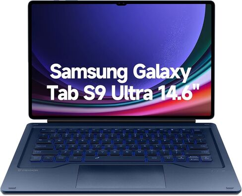 Dexnor Keyboard Case for Samsung Galaxy Tab S9 Ultra Keyboard 14.6 Inch Magnetic Detachable Book Cover Style Keyboard Multi-Touch Trackpad Wireless Keyboard Backlit S Pen Holder - Black in Saudi Arabia