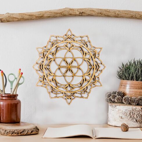 Mandala Wood Wall Art, Home Decor, Morrocan Indian Art, Bohemian Ethnic Wall Hanging, Sacred Geometry Ornament, Handmade Housewarming Geometric Spiritual Gift in Saudi Arabia