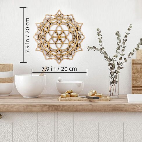 Mandala Wood Wall Art, Home Decor, Morrocan Indian Art, Bohemian Ethnic Wall Hanging, Sacred Geometry Ornament, Handmade Housewarming Geometric Spiritual Gift in Saudi Arabia
