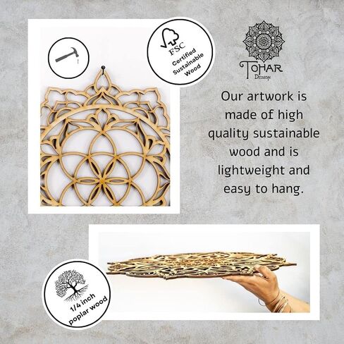 Mandala Wood Wall Art, Home Decor, Morrocan Indian Art, Bohemian Ethnic Wall Hanging, Sacred Geometry Ornament, Handmade Housewarming Geometric Spiritual Gift in Saudi Arabia