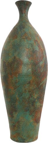 Deco 79 Ceramic Decorative Vase Tall Distressed Antique Style Centerpiece Vase, Flower Vase for Home Decoration 13" x 13" x 37", Green in Saudi Arabia
