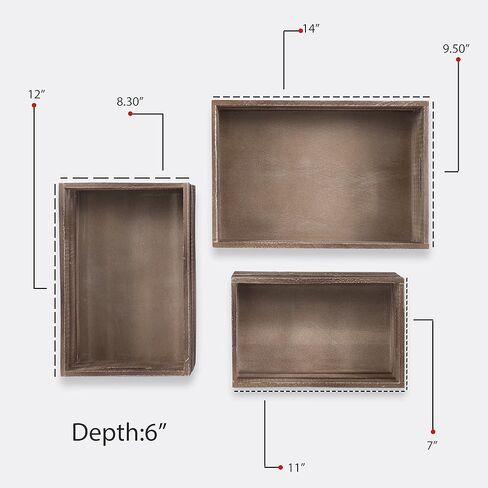 Wallniture المطبخ تخزين النبيذ الرف سلة خشبية سلة الجوز مجموعة من 3 in Kuwait