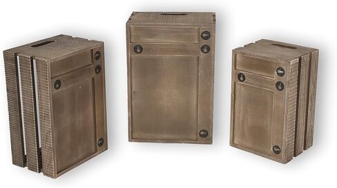 Wallniture المطبخ تخزين النبيذ الرف سلة خشبية سلة الجوز مجموعة من 3 in Kuwait