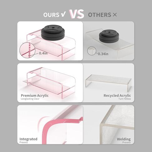 2 Tier Pink Acrylic Monitor Stand, Premium Computer Riser, Crystal Pink Acrylic Laptop Stand Monitor Riser for PC Computer Stand /Laptop/Monitor in Kuwait