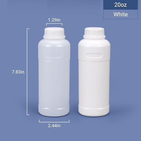 PE Plastic Food Grade Bottles, Wide Mouth Lab Reagent Bottle, Liquid/Solid Sample Seal Sample Storage Container Chemical Bottle (Translucent + White, 20oz) in Saudi Arabia