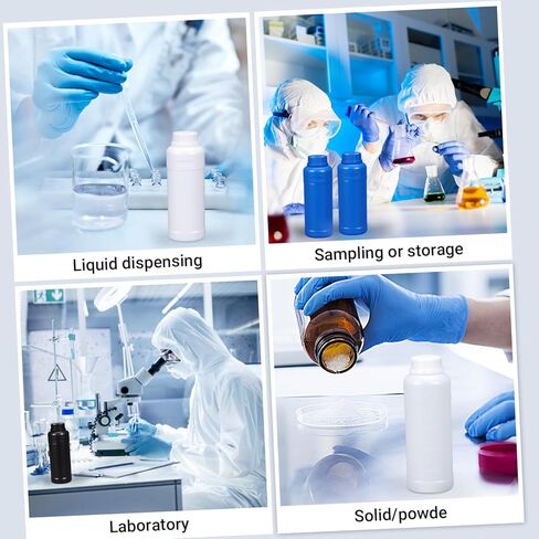 PE Plastic Food Grade Bottles, Wide Mouth Lab Reagent Bottle, Liquid/Solid Sample Seal Sample Storage Container Chemical Bottle (Translucent + White, 20oz) in Saudi Arabia