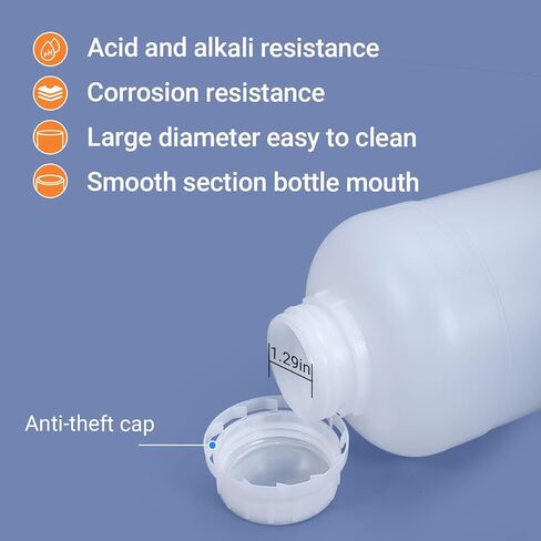 PE Plastic Food Grade Bottles, Wide Mouth Lab Reagent Bottle, Liquid/Solid Sample Seal Sample Storage Container Chemical Bottle (Translucent + White, 20oz) in Saudi Arabia