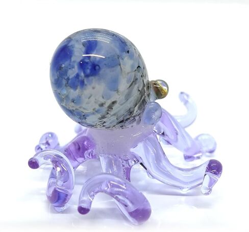 Octopus Tiny Miniature Hand Blown Glass Art Figurines Sea Animals Collectible Gift Decorate (Marble Black Purple) in Saudi Arabia