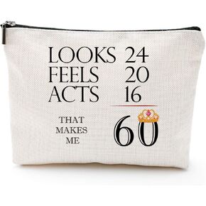 Blue Leaves I'm not 50,50th Birthday Gifts for Women,Boss,Wife,Mother,Daughter Makeup Bag, Milestone Birthday Gift for Her, Presents for Turning Fifty and Fabulous