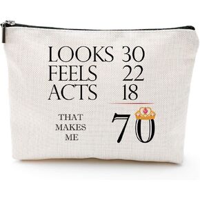 Blue Leaves I'm not 50,50th Birthday Gifts for Women,Boss,Wife,Mother,Daughter Makeup Bag, Milestone Birthday Gift for Her, Presents for Turning Fifty and Fabulous