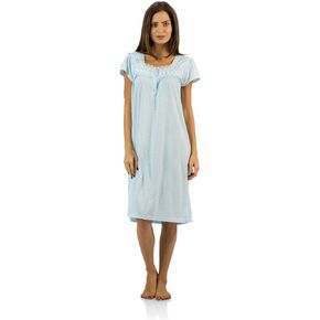 Casual Nights Women's Polka Dot Lace Short Sleeve Nightgown - Light Blue - Large