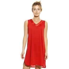 Dreamcrest Double V Nightgown with Floral Embroidery & Satin Trim