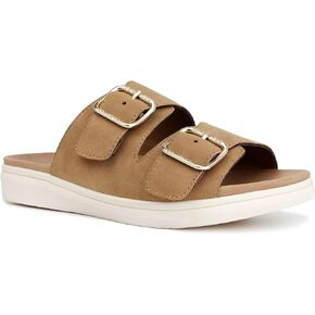 LONDON FOG Womens Lorraine Comfort Slides, Double Buckle Strap Adjustable Sandals