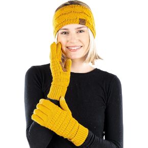Funky Junque Matching Set Winter Headwrap Ear Warmer Headband Texting Gloves Bundle