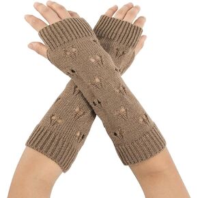 YAMEIZE Womens Long Fingerless Gloves - Winter Arm Ripped Gloves Fairy Clothes Punk Knitted Gloves Streetwear