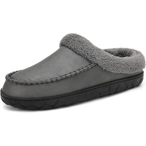 BKPVCT Men's Male Memory Foam Indoor Outdoor Warm Slippers PU Moccasins Slipper