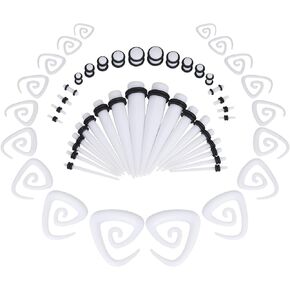 YOFANST 18pcs/54pcs Acrylic Spiral Tapers Set 14G-00G Stretching Kit Piercing Ear Gauges Expander Set