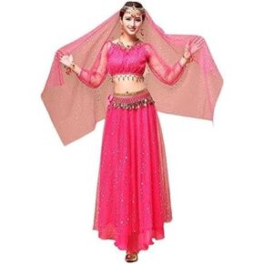YYCRAFT Women's Halloween Costume Tops Skirt Set with Accessories Belly Dance Performance Outfit 6 Colors