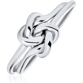 Bling Jewelry Simple Double Band Best Friends Unity Forever Irish Celtic Love Knot Friendship Infinity Ring Band For Women Teen .925 Sterling Silver