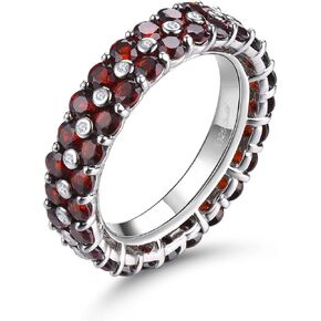 Gemstone Rings for Women Girls Solid 925 Sterling Silver Setting Natural Birthstone Band Ring Shining Cubic Zirconia Rhodium Plated Elegant Style Fine Jewelry for Her