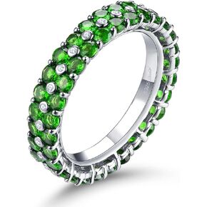 Gemstone Rings for Women Girls Solid 925 Sterling Silver Setting Natural Birthstone Band Ring Shining Cubic Zirconia Rhodium Plated Elegant Style Fine Jewelry for Her