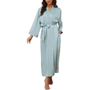 HEARTNICE Women's Silk Full-length Robe, Luxurious Satin Robes for Women Soft Comfort Bridal Bathrobe Lightweight Robe