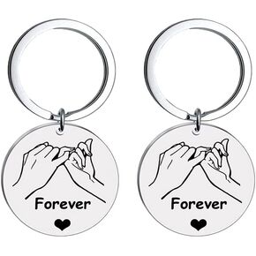YALLNASL 2 Pcs Pinky Promise Keychain Gifts for Couples Best Friends Forever Gifts Key Chain for Boyfriend Girlfriend Anniversary Birthday Gifts for Husband Wife