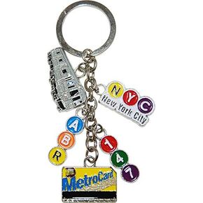 MTA 5 Charm Keychain - Featuring Iconic Metro Card, A Rail Card and Various Signage