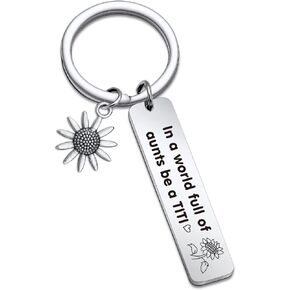 RSZOTW Aunty Gift TITI Jewelry TITI Birthday Keychain Sunflower Jewelry Aunty Keychain TITI Keychain