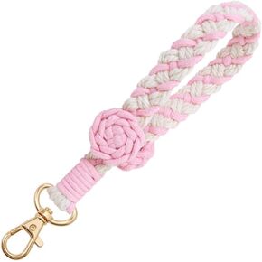 wagtune Boho Wristlet Keychain Key Lanyard for Women Wrist Keychain Wristlet Bracelet Macrame Flower Keychain for Car Key