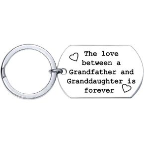 XGAKWD Father's Day Birthday Christmas Key Chain Gifts for Grandpa from Granddaughter, Grandfather Gift Keychain (Grandfather Granddaughter)