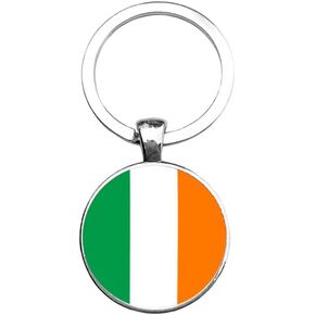 Republic of Ireland Is Calling Flag Keychain, Fighting Irish History Love Map Country Clover Charm Pendant Key Chain (Silver)