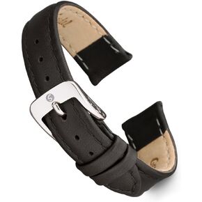 Speidel Genuine Leather Ladies Watch Band Black Brown White Stitched Calf Skin Replacement Strap,Stainless Metal Buckle,Watchband Fits Most Watch Brands (8mm-20mm)