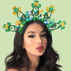 Catery St Patrick's Day Headband Led Shamrock Headband Saint Patrick's Day Head Band Irish Green Shamrock Hair Accessories for Women and Girls