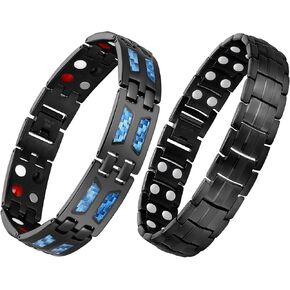 سوار مغناطيسي من التيتانيوم النقي للرجال من Feraco، سوار مغناطيسي من الفولاذ التيتانيوم مع مغناطيس قوي بصف مزدوج، هدية مجوهرات قابلة للتعديل in Kuwait