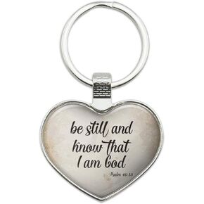 GRAPHICS & MORE Be Still and Know that I am God Psalm Inspirational Christian Keychain Heart Love Metal Key Chain Ring