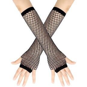 80s Fishnet Gloves Long Neon Fingerless Fishnet Gloves Mesh Gloves Costume Accessory for Cosplay Halloween Party