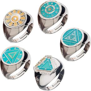 Marvel Iron Man Arc Reactor Adjustable 5 Ring Box Set