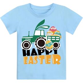 Easter T-Shirt for Toddler Boys Girls Eggs Hunt Bunny Outfits Tractor Kids Tees