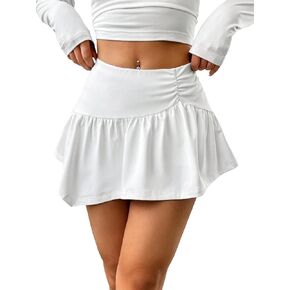 SweatyRocks Women's High Waist Layered Ruffle Hem Skirt Flared Mini Pleated Skirts