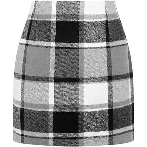 Dqbeng Women's Plaid Skirt High Waist Bodycon Winter Flannel Pencil Mini Skirts